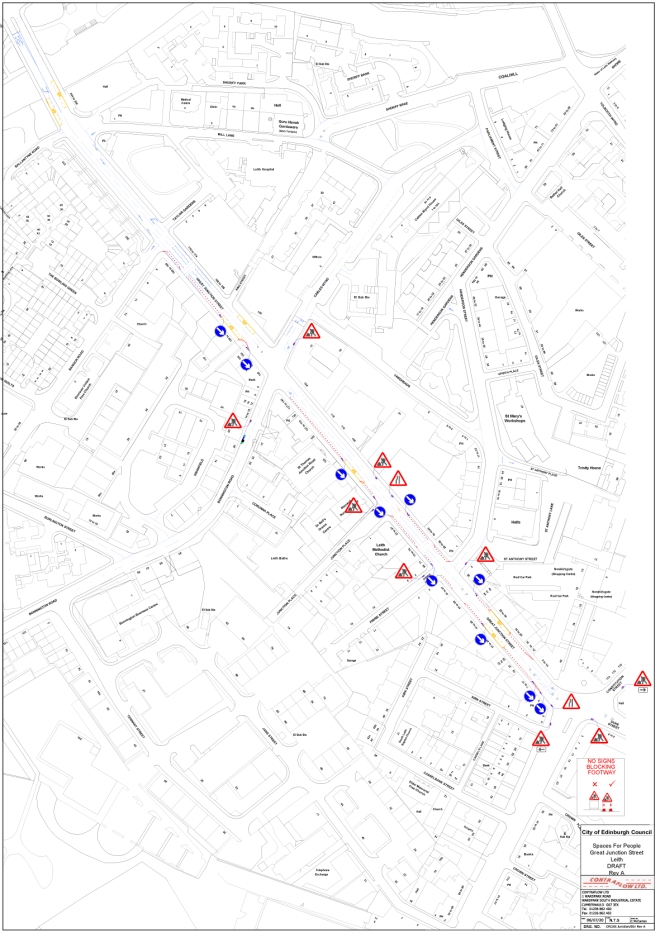 map of proposals for Great Junction St and Easter Rd